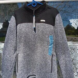 Eddie Bauer Fleece 1/4 Zip Sweater Fleece Men's Large Gray &black NOS